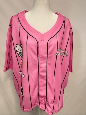🌸 NWT Sanrio Hello Kitty Pink Baseball Jersey Top XXL 💖